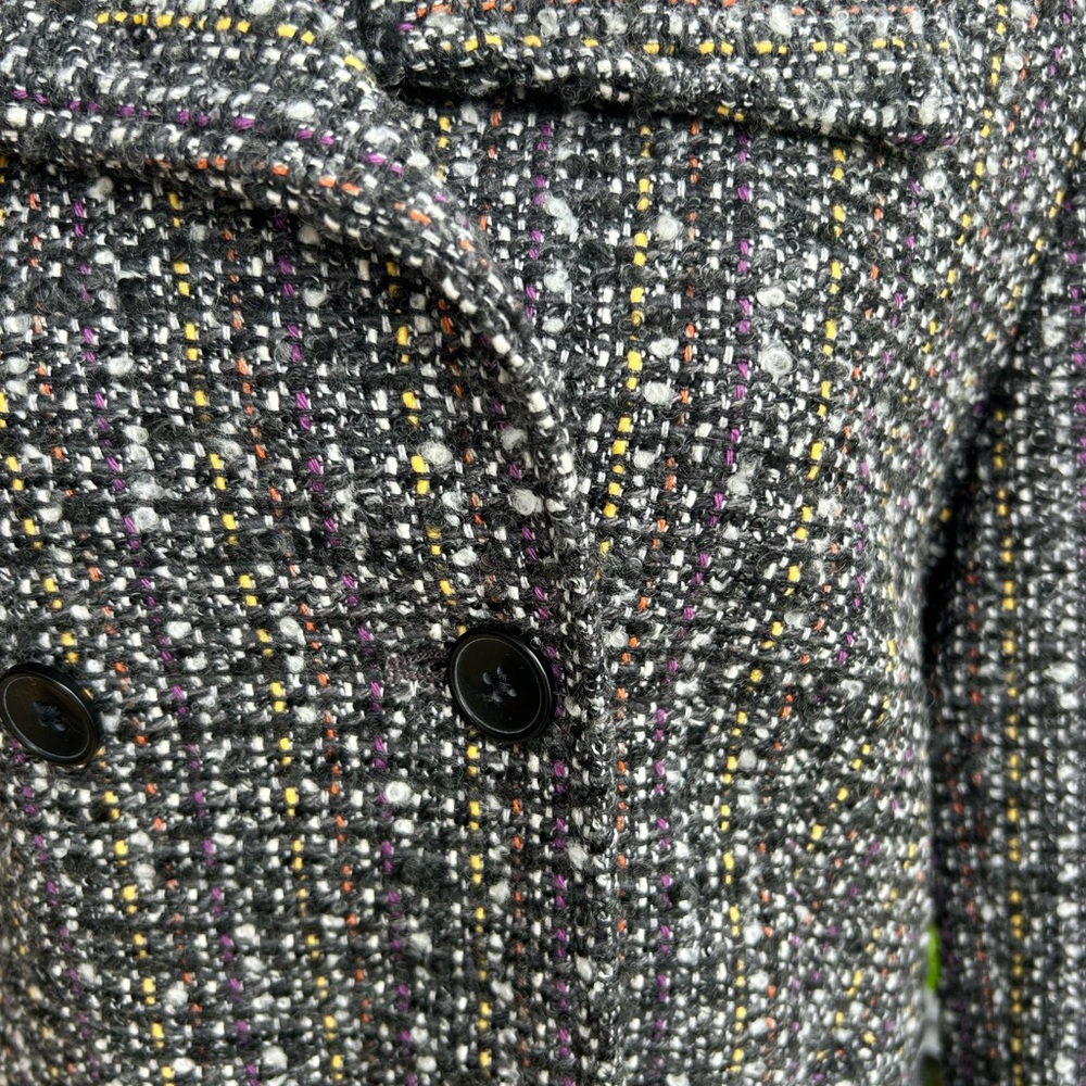 GAP cotton blend Tweed Multicolor Double Breasted Peacoat Jacket - Picture 3 of 8